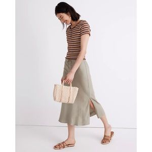 NWT Madewell LinenBlend Drawstring Midi Slip Skirt